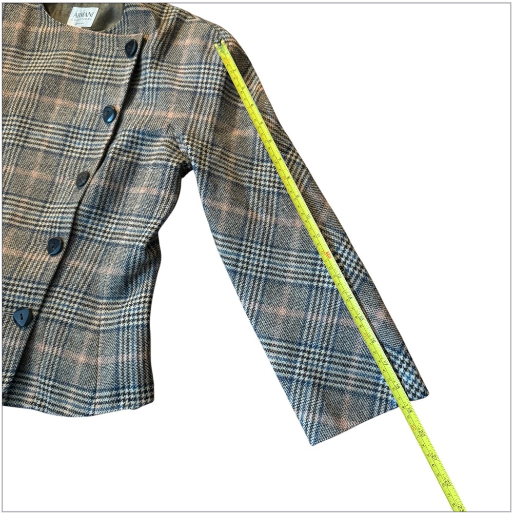 Armani Collezioni - Plaid Virgin Wool Cashmere Blend Jacket Blazer - Size 4 -EUC - Picture 9 of 15